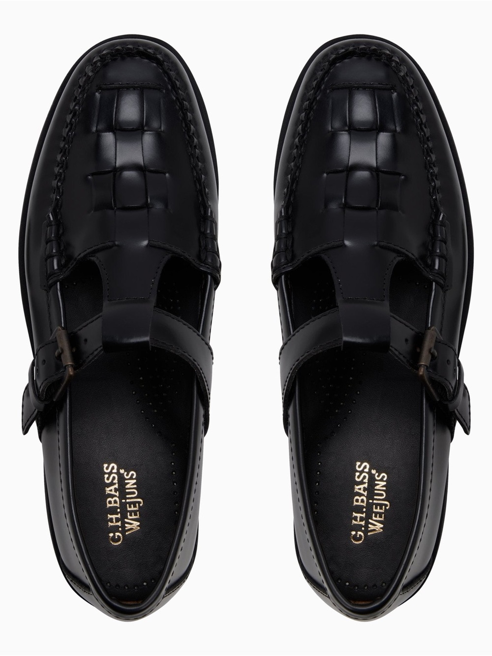 G.H. Bass & Co. Black Mary Jane Fisherman Super Lug Mary Jane Loafers - Picture 6 of 9